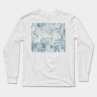 Monstera in gray & emerald Long Sleeve T-Shirt